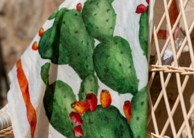Полотенце кухонное Суккулент/Tunera с красной каймой