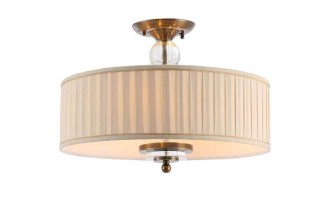 Потолочный светильник Virginia малый чернёная латунь бежевый плиссированный абажур