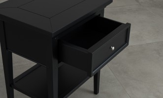 Прикроватная тумба Оксфорд высокая с 1 ящиком чёрная