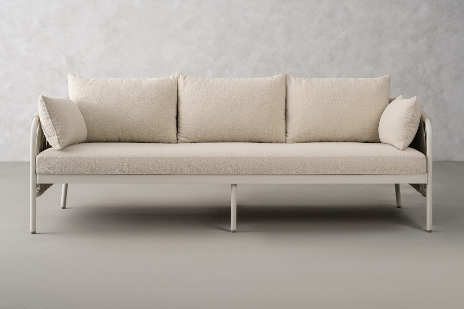 Диван Таормина уличный трёхместный, светлый