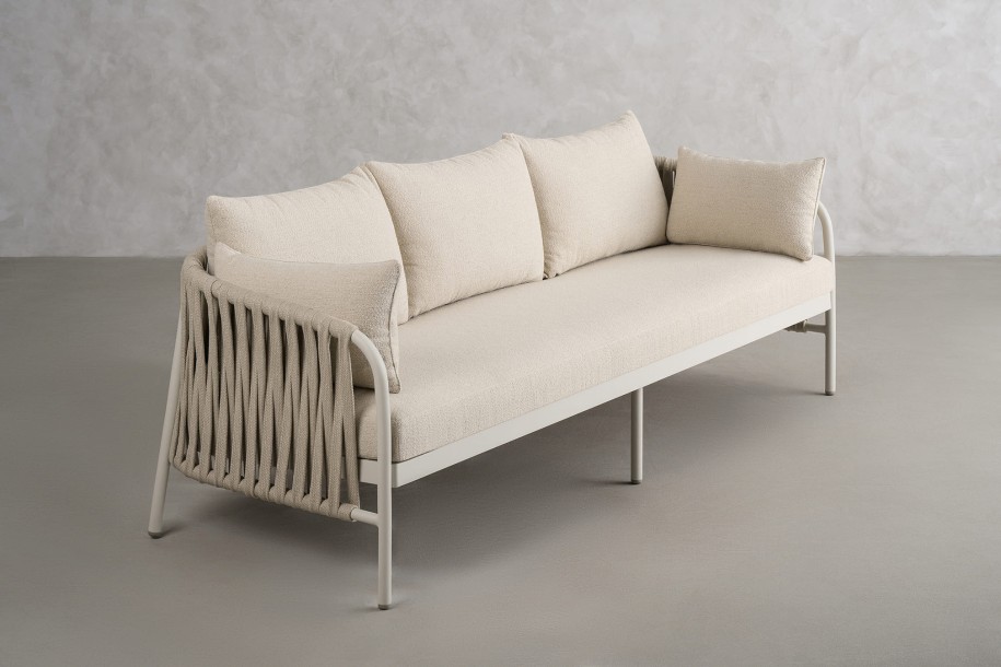 Диван Таормина уличный трёхместный, светлый