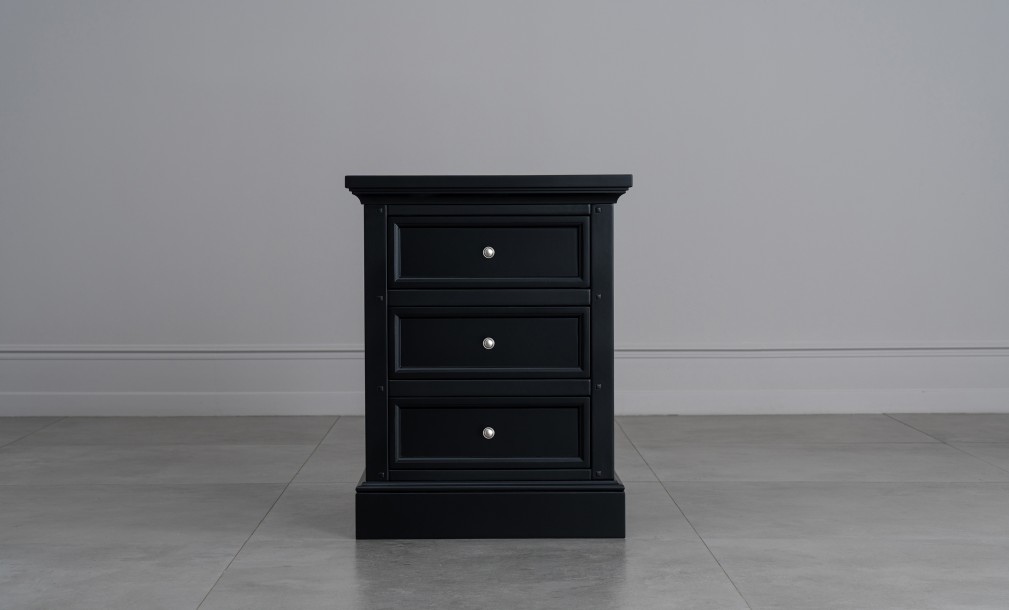Прикроватная тумба Оксфорд с 3 ящиками чёрная