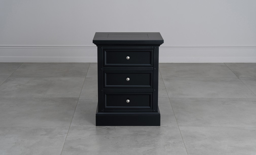 Прикроватная тумба Оксфорд с 3 ящиками чёрная