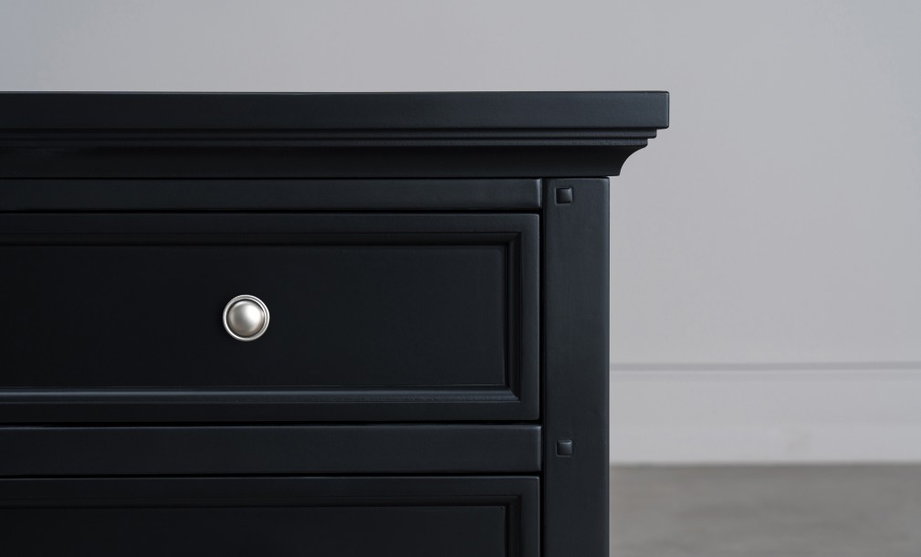 Прикроватная тумба Оксфорд с 3 ящиками чёрная