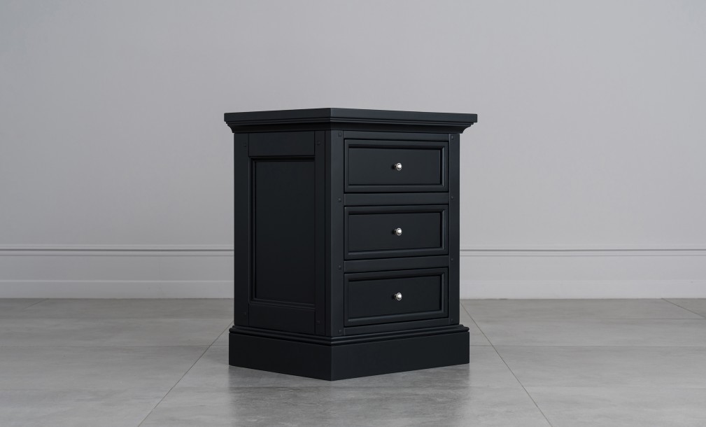 Прикроватная тумба Оксфорд с 3 ящиками чёрная