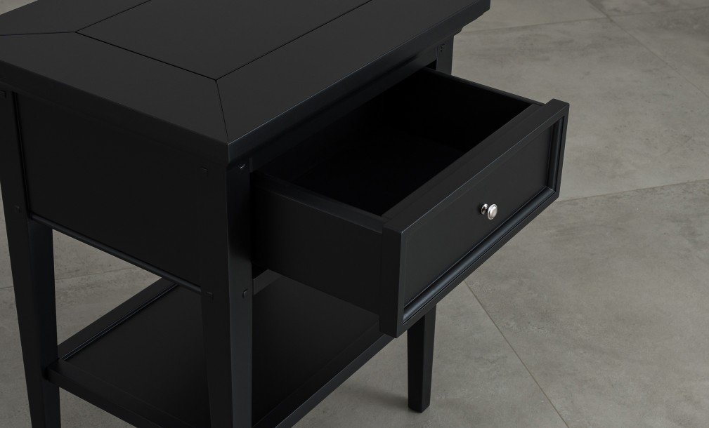 Прикроватная тумба Оксфорд высокая с 1 ящиком чёрная