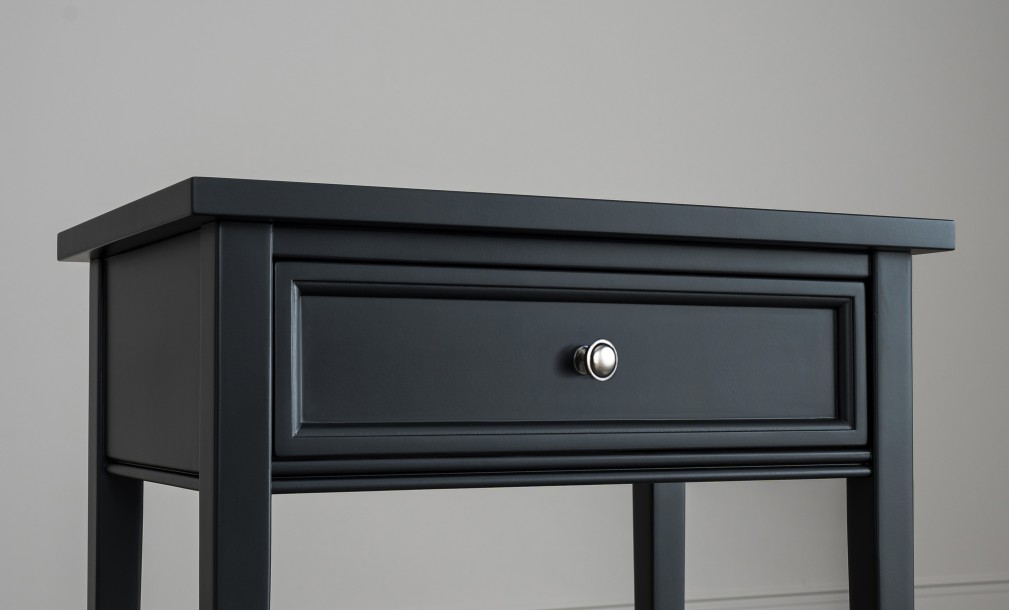 Прикроватная тумба Оксфорд высокая с 1 ящиком чёрная