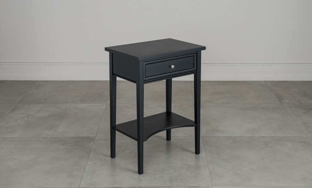 Прикроватная тумба Оксфорд высокая с 1 ящиком чёрная