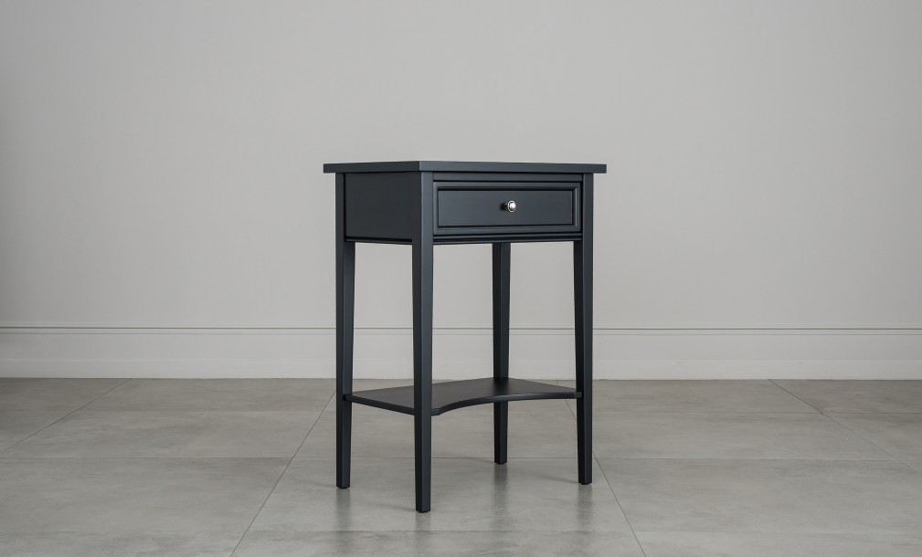 Прикроватная тумба Оксфорд высокая с 1 ящиком чёрная