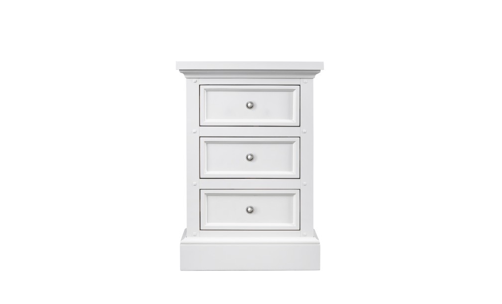 Прикроватная тумба Оксфорд с 3 ящиками белая