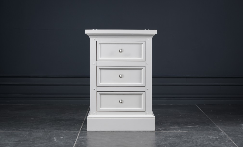 Прикроватная тумба Оксфорд с 3 ящиками белая