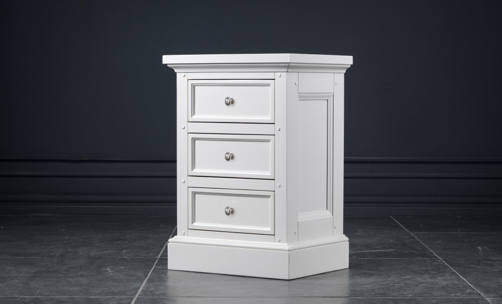 Прикроватная тумба Оксфорд с 3 ящиками белая
