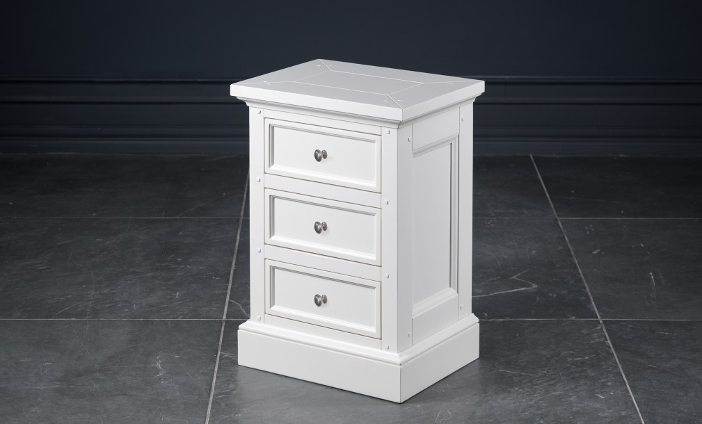 Прикроватная тумба Оксфорд с 3 ящиками белая