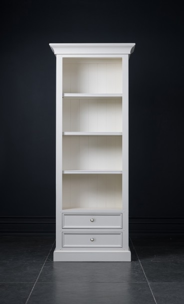 Витрина Оксфорд с ящиками открытая белая