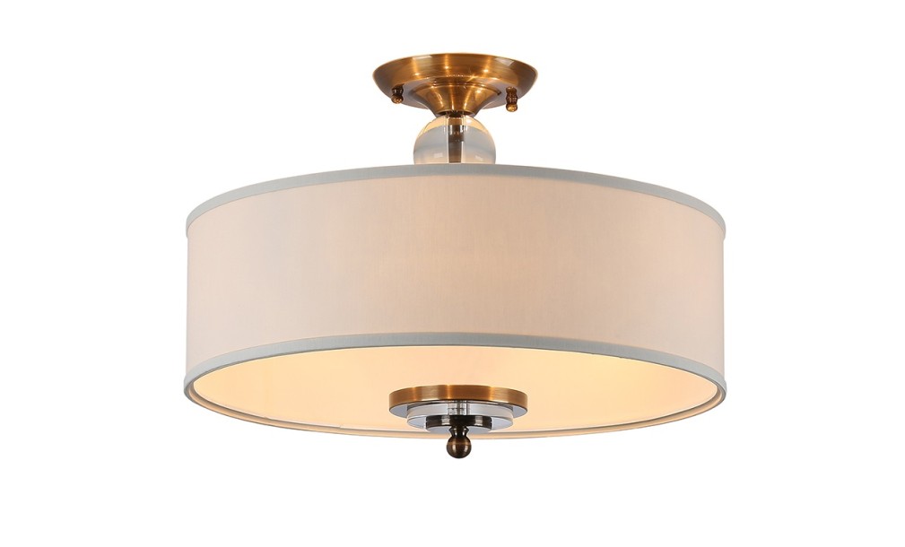 Потолочный светильник Virginia малый чернёная латунь бежевый гладкий абажур