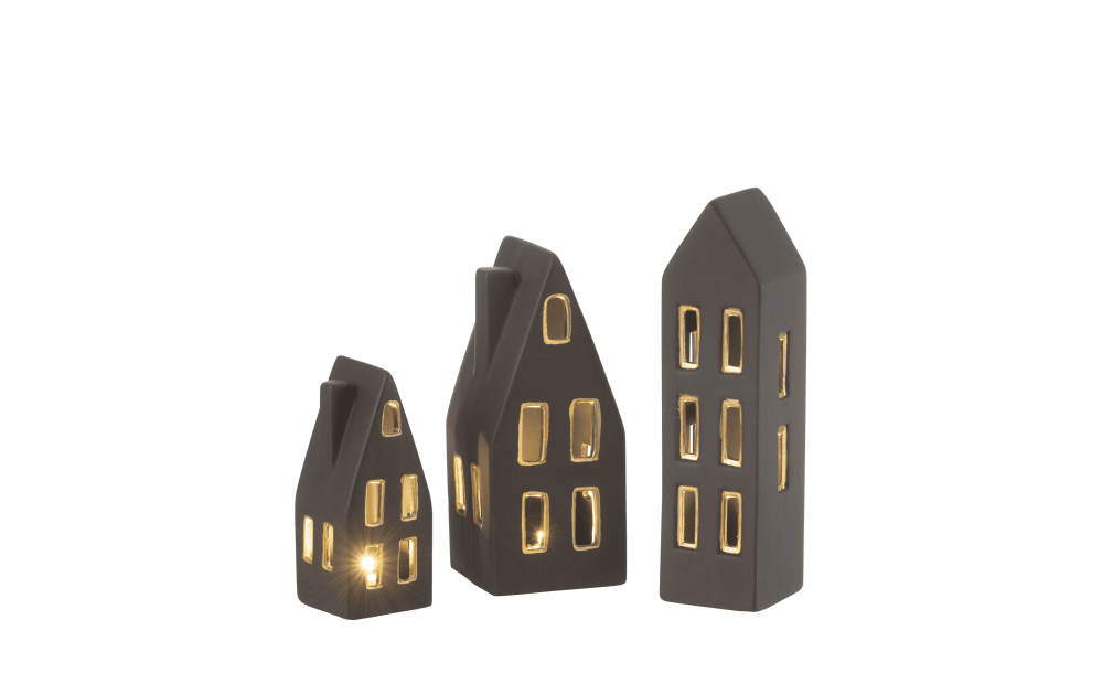 Декор настольный Houses porcelain black/gold набор 3 шт купить в Москве