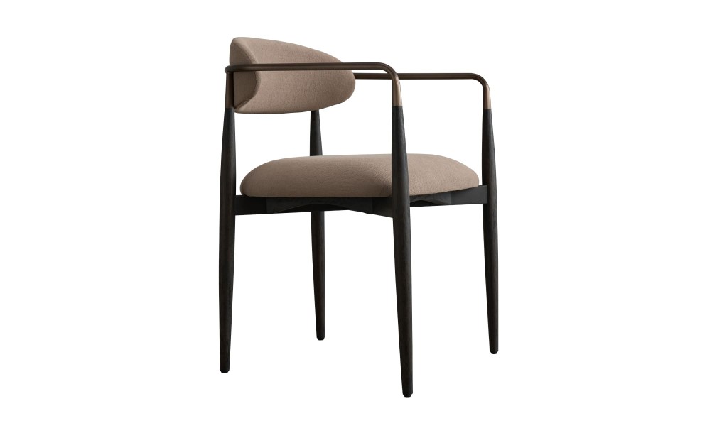 Стул Bradley тёмный с подлокотниками linen latte