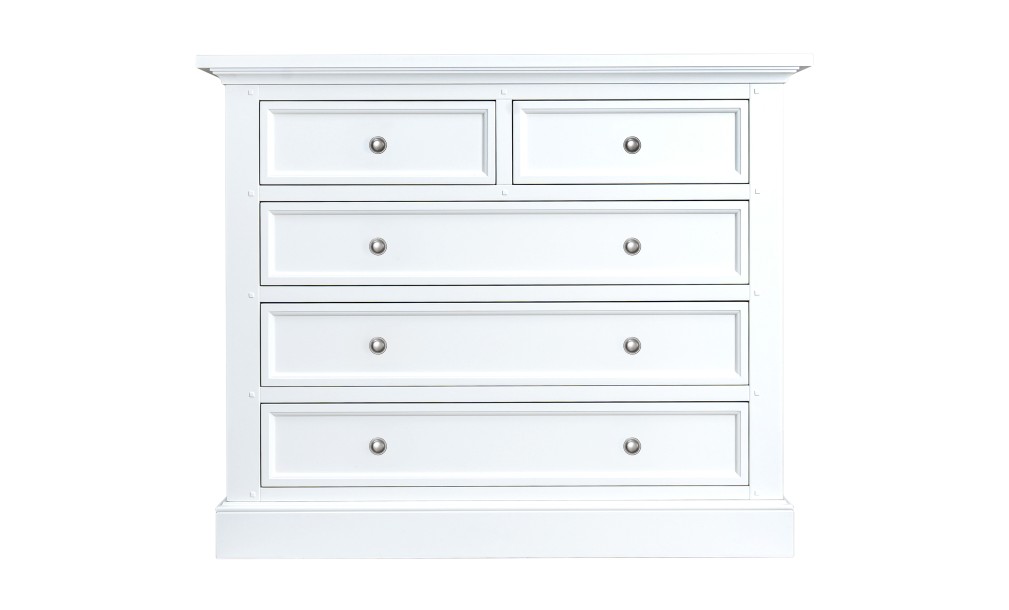 Комод Оксфорд с 5-ю ящиками белый