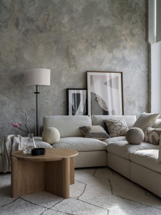 Стол кофейный Pebble с деревянной столешницей L