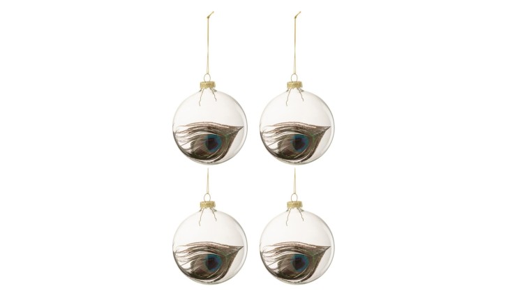 Набор декоративных ёлочных украшений 4 шт Baubles Peacock Feather