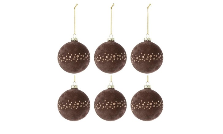 Набор декоративных ёлочных украшений 6 шт Blob Velvet Brown/Gold