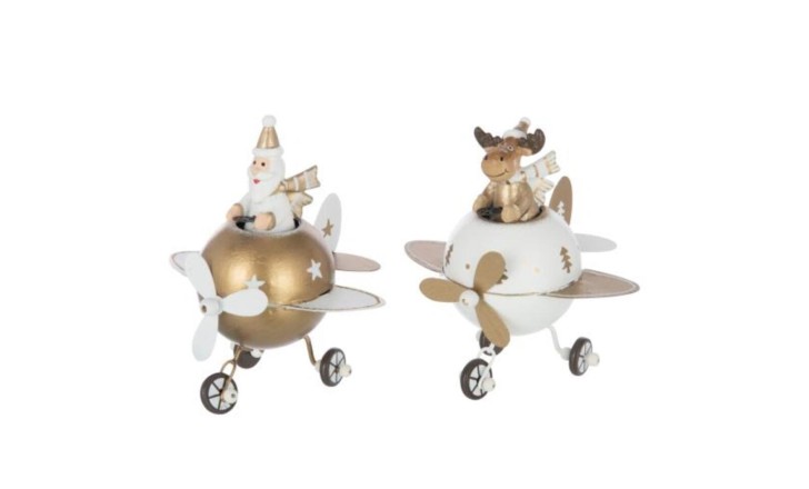 Декор настольный Christmas Plane Small Gold/White в ассортименте
